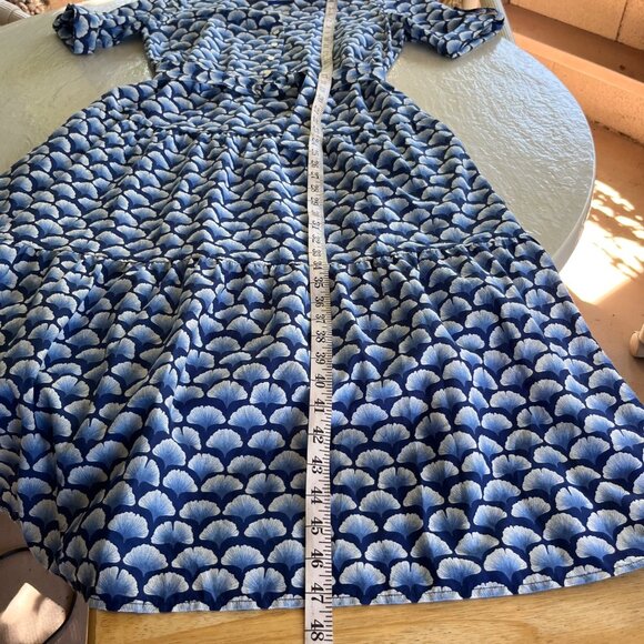 J. McLaughlin Janelle Gingko Print Silk Cotton Blend Tiered Dress Size S - Picture 7 of 9